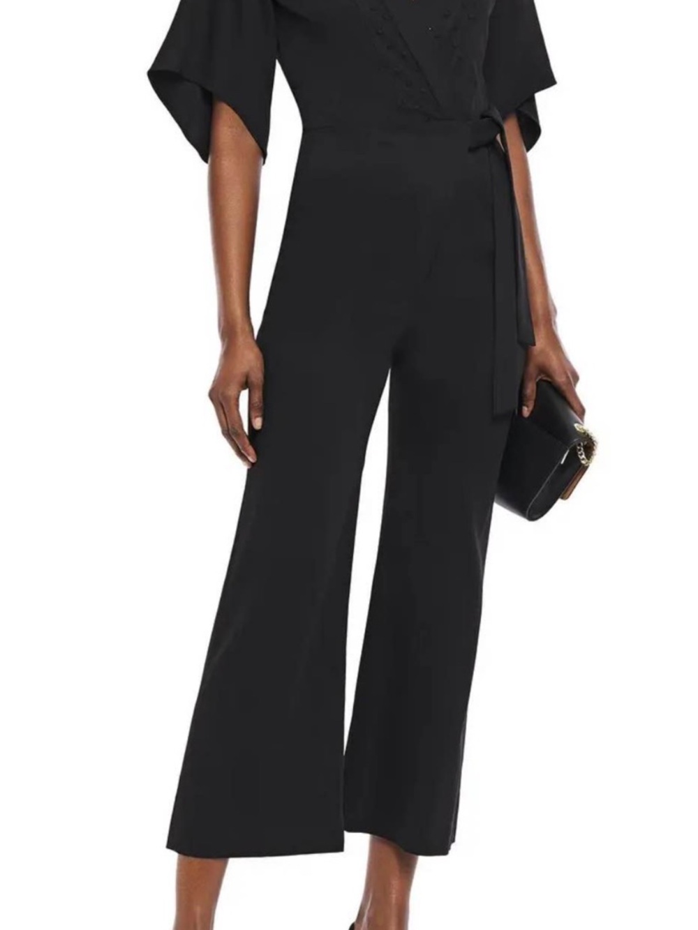 Chic Black Wrap Wide-Leg Jumpsuit